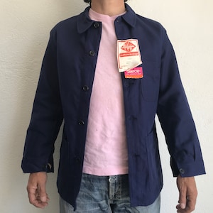 La Chaine des Vosges Vintage Workwear Jacket 1960s | French Blue Sanforized Cotton Chore Jacket | Indigo Worker Coat | Made in France | 40