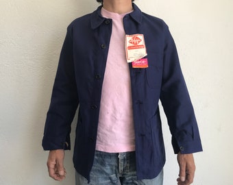 Vintage French Work Jacket 1960s | Indigo Cotton Chore Coat | France | S