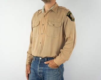 Vintage French Military Shirt 1950s | M47 Khaki Chino Button up