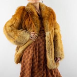 Giacca di pelliccia vintage anni &#39;80 / Cappotto di pelliccia genuina marrone chiaro / Giacca invernale calda e soffice / Elegante da sera / Prodotto in Francia / Taglia M