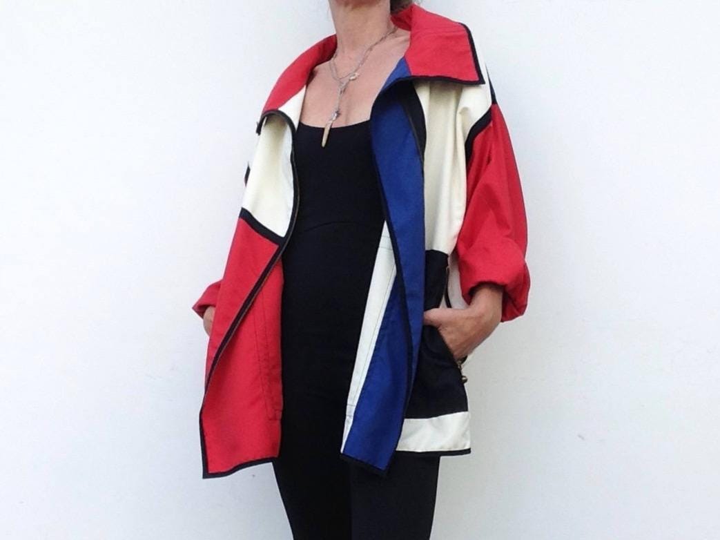 Retro Color Block Jacket Vintage Color Block Jacket 1990s | Geometric Mondrian Style | Made in ...