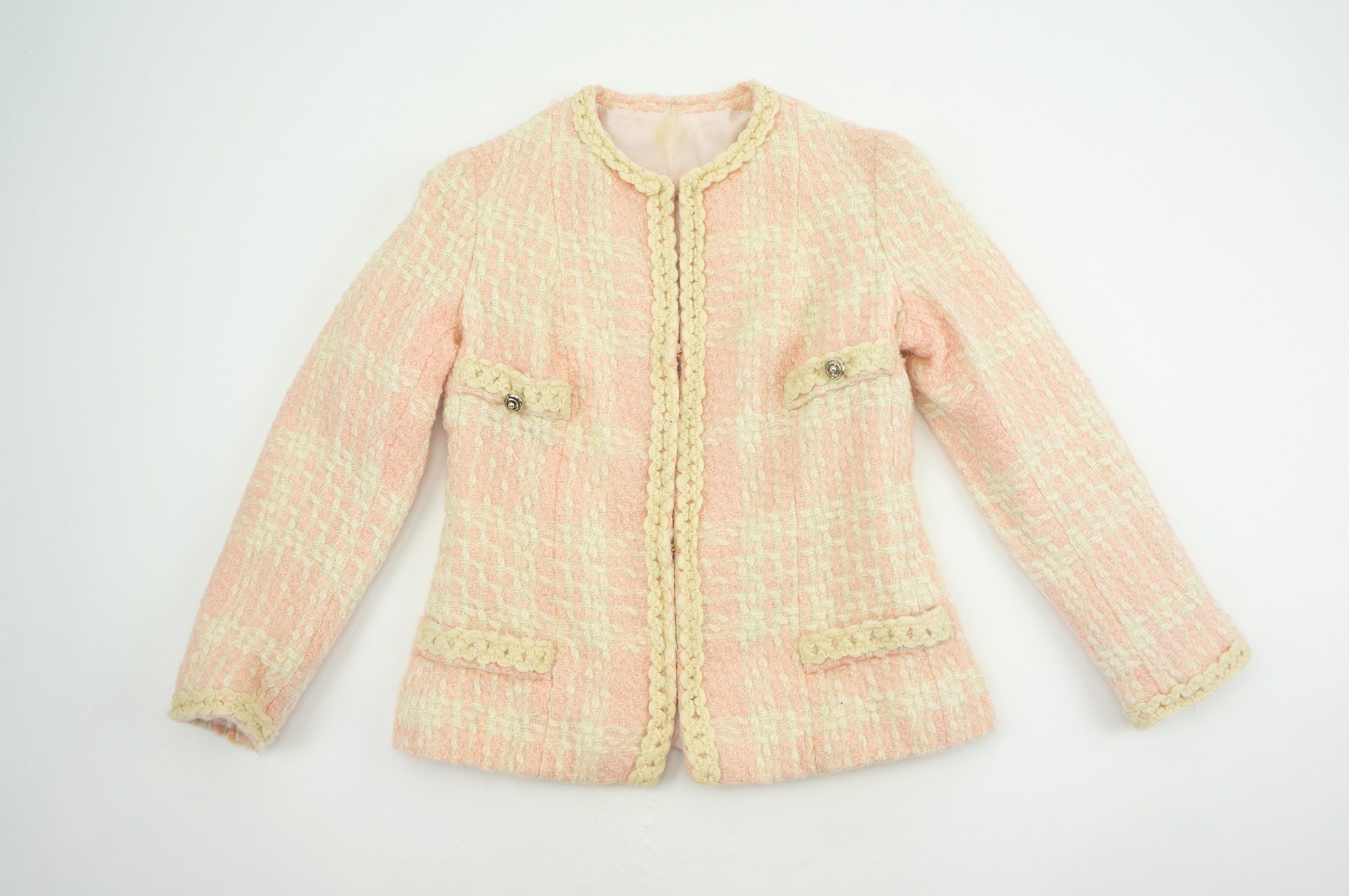 Vintage Blazer Jacket 1960/70s Pink Tweed Jacket Chanel 