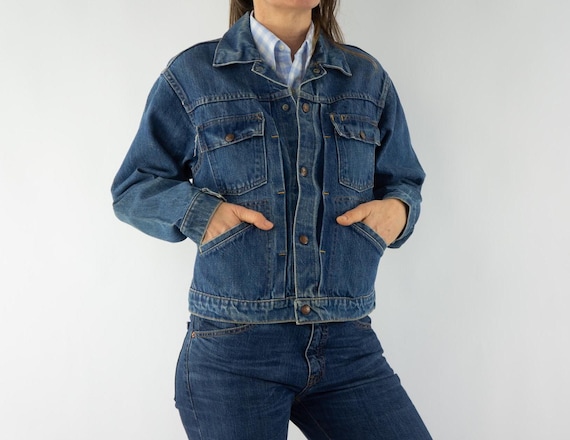 Vintage 1960s Pleated Denim Jacket | Type II Trucker | Dark