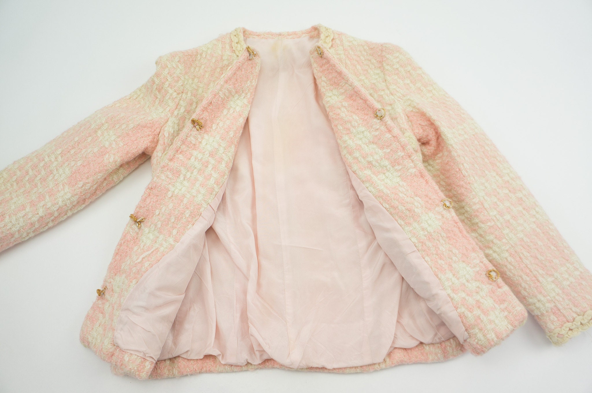 Vintage Blazer Jacket 1960/70s Pink Tweed Jacket Chanel 