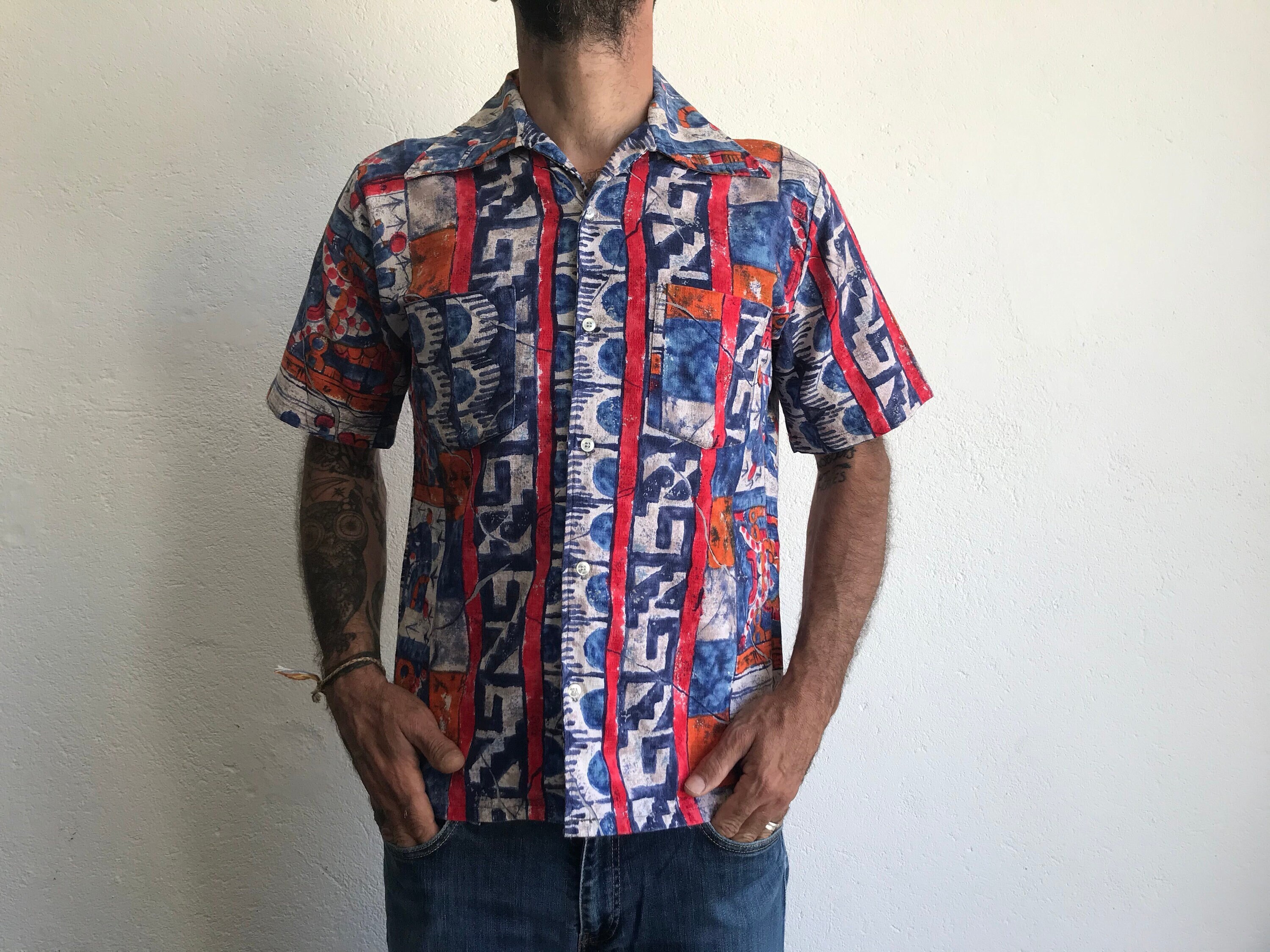 Florida Sunwear ヴィンテージアロハシャツ Mサイズ ベージュ