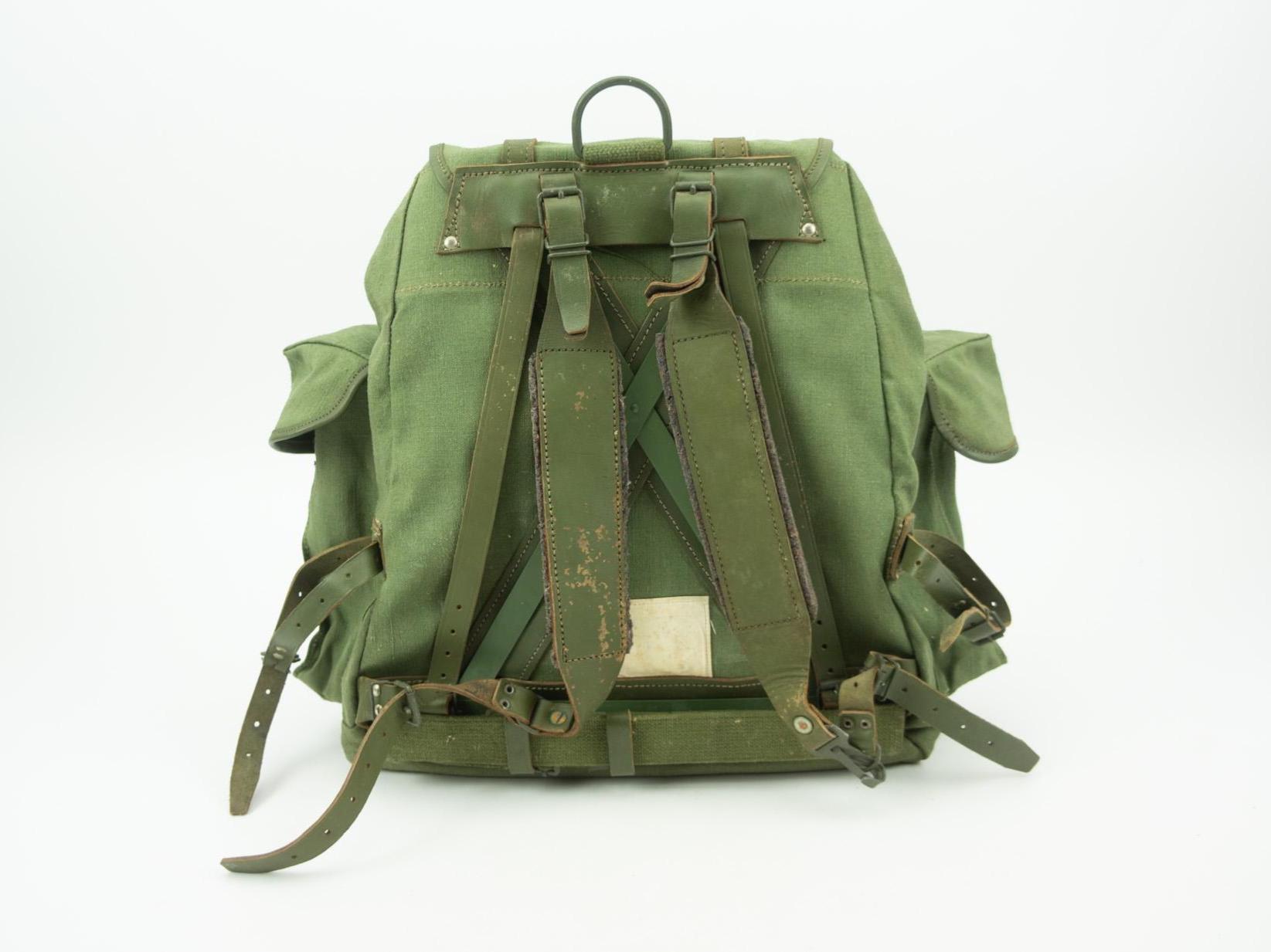 Lafuma Vintage Hiking Backpack 1960s | Khaki Canvas Leather