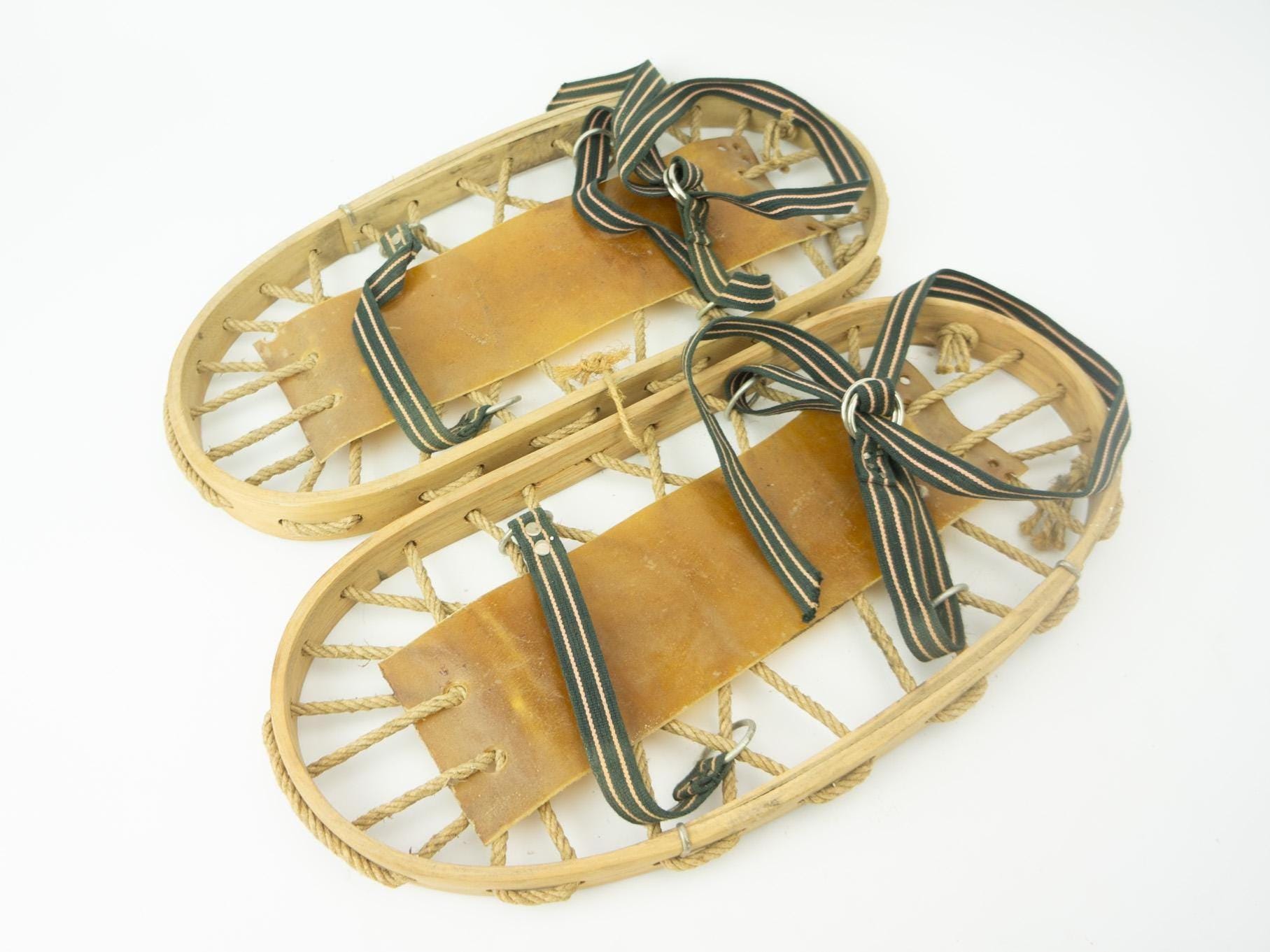 Vintage US Army WW2 Mountain Troups Snowshoes | Wooden & Rope Bear