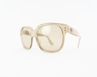 Emmanuelle Khanh Paris Cream Colored‎ Thick Framed Sunglasses, Mod 8080, France Emmanuelle Khanh Paris Cream Colored Thick Framed Sunglasses  main image 2