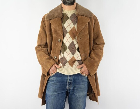 Vintage Suede Coat 1970s | Brown Leather Jacket | Removable