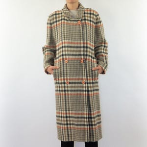 Vintage Courreges ullmaxikap från 1980-talet | Rutig Prince of Wales-kappa, dubbelknäppt | Frankrike | M bild 2