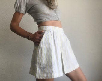 Adidas | Vintage Tennis Skirt | 1980s | Skirt with Stripes | Yellow/Blue | Mini Sport Skirt | Ventex | Made in France | NOS | Size 40/42