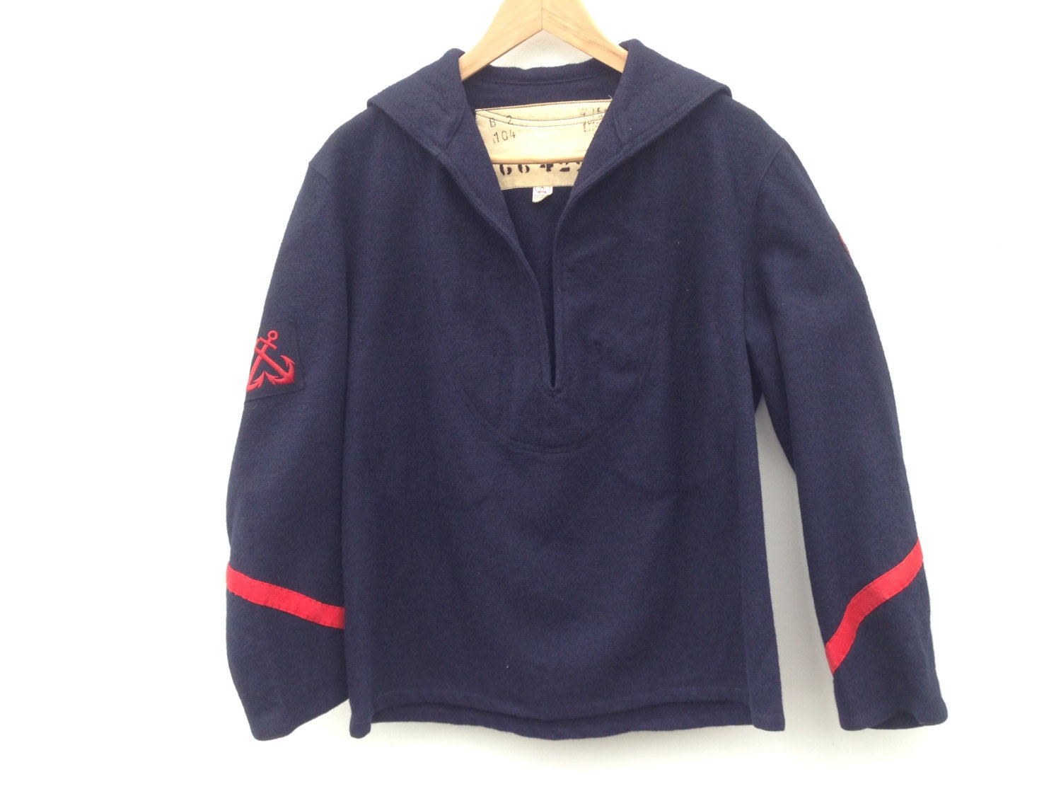 Vintage Military Sailor Shirt | 1970s | Wool Shirt With Anchor 