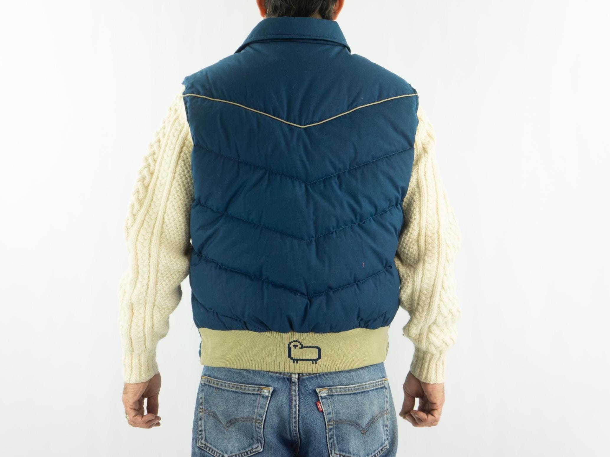Vintage Woolrich Down Puffer Vest 1970s | Blue Sleeveless Jacket
