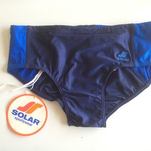 Solar Vintage Swim Brief 1970s | Shiny Blue Women’s Swimwear | Retro Athletic Swim Trunks | Vintage Sporty Swimsuitr | NOS | Size M/L