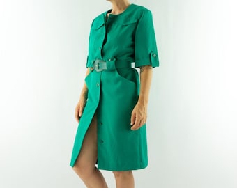 slim fit dress slacks Threadbare Women's Khaki Green Cotton Poplin V Neck Open Collar Shirt Dress  With Tie Belt