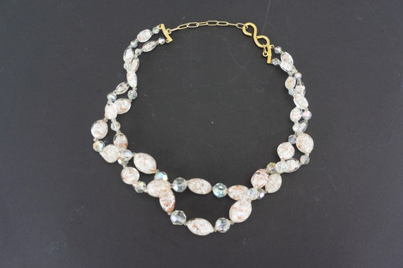 Vintage Double Strand Necklace | 1950s | White an… - image 3