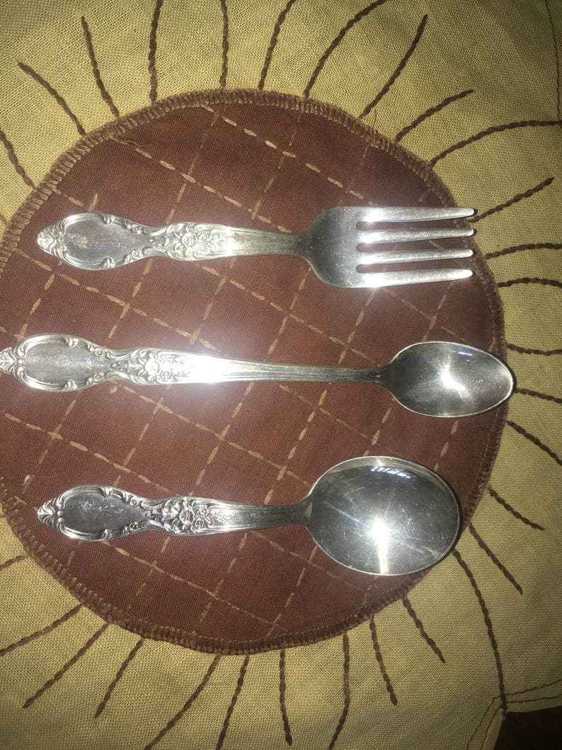 Rogers and Sons IS 3 Piece Set Of Baby Spoon Vintage Wm Fork And An Infant Spoon