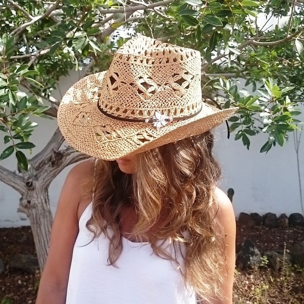 Personalisierter Cowboyhut aus Stroh, Hüte für Frauen, Stetson-Western-Hüte, Festival-Stil, Kekugi