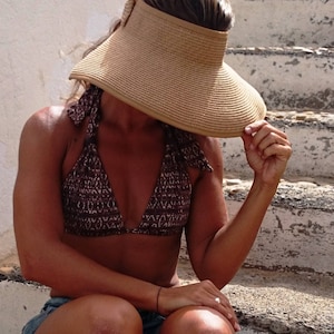 straw beach hat, Beach visor, sun visor summer hats image 1