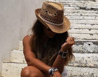 Beach fedora hat, straw hat, sun hats, hats for women