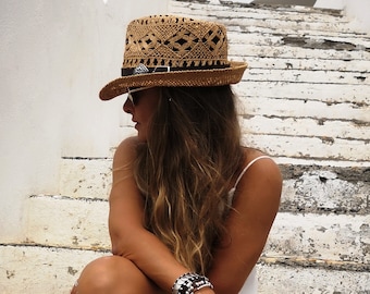 Beach fedora hat, straw hat, sun hats, hats for women