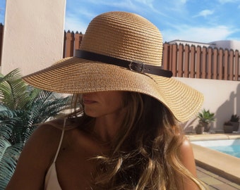 Chapeau à large bord de plage, chapeaux de paille souples, chapeaux de soleil à visière pour les femmes