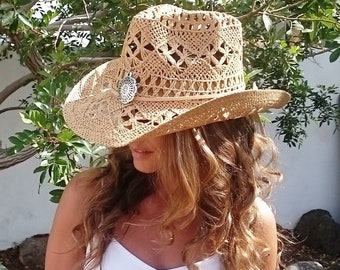 Boho cowboy hats for women, bohemian cowgirl straw hat, stetson western hats, kekugi