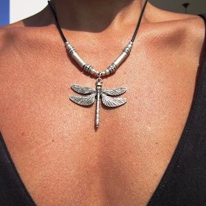 dragonfly silver pendant custom charm necklace, Statement necklaces for women, custom personalized jewelry gifts for her
