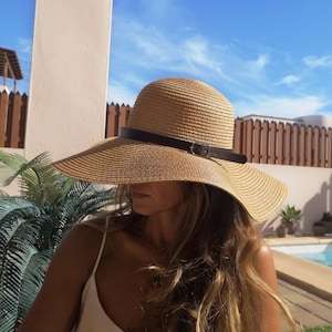 Sun visor wide brim floppy Custom Straw hat for women • Bride bachelorette party