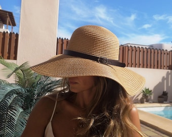 Sun visor wide brim floppy Custom Straw hat for women • Bride bachelorette party
