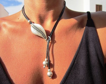 lariat silver statement necklace for women