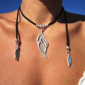 wrap necklace, feather necklace, Boho jewelry, bohemian jewelry, hippy jewelry, bohemian necklaces, boho necklaces, handmade jewelry