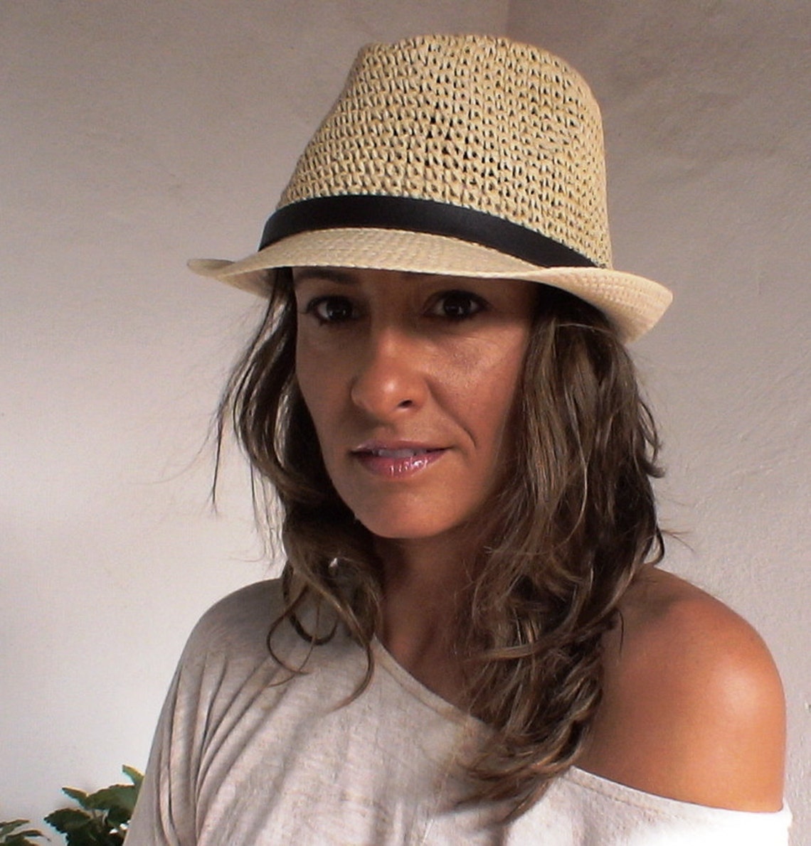 Fedora beach hat fedora hats for women straw hat beige Hat Etsy