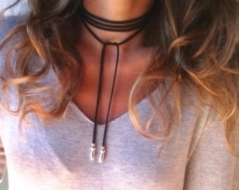 Layered Statement Silver Beaded Necklace with Boho pendant, Bohemian jewelry, Designs By Kekugi