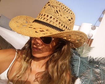 Vaquera costera Sombrero de paja personalizado para mujer • Festival de verano del oeste