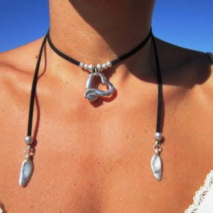 Boho wrap necklace, handmade jewelry, bohemian hippy jewelry, boho necklaces, minimalist jewelry, necklace with heart