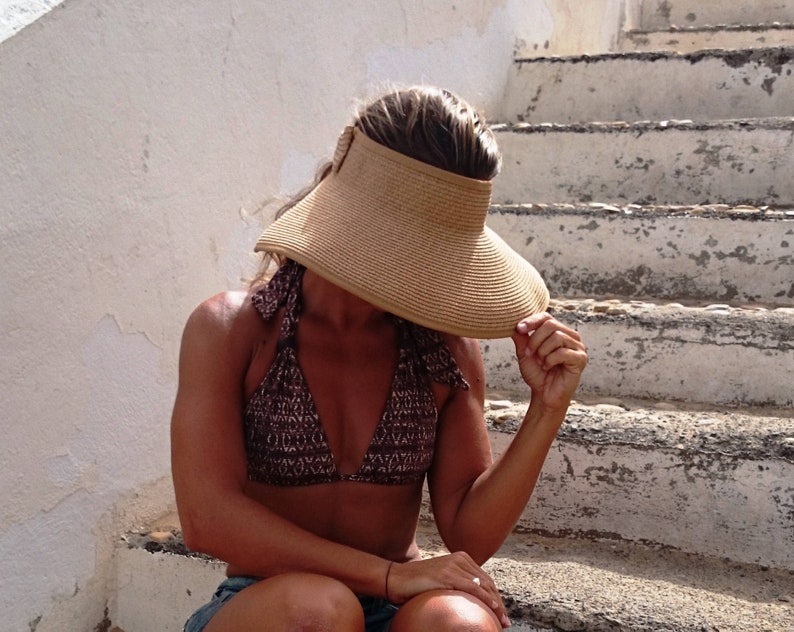 straw beach hat, Beach visor, sun visor summer hats image 1