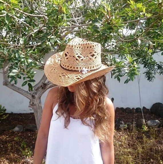 Boho Cowboy Hats for Women, Bohemian Cowgirl Straw Hat, Stetson