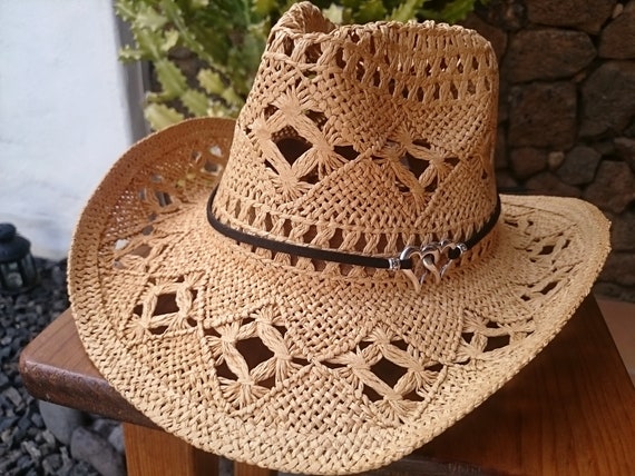 Chapeaux de cowboy Boho pour femmes, chapeau de paille boho cowgirl,  chapeaux western stetson, kekugi -  Canada