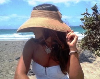 Sun Visor wide brim floppy Custom Straw hat for women • Bride bachelorette party