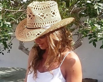 Vaquera costera Sombrero de paja personalizado para mujer • Festival de verano del oeste