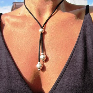 beaded Long necklace, silver necklaces for women