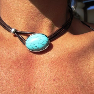 SALE 50% OFF turquoise necklace statement necklace for women, turquoise jewelry, choker necklace, Kekugi handmade jewelry image 2