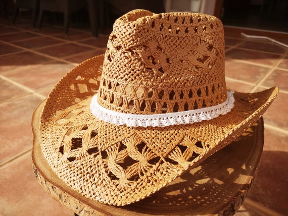 Boho Cowboy Hats for Women, Bohemian Cowgirl Straw Hat, Stetson