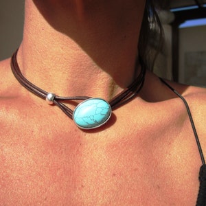 SALE 50% OFF turquoise necklace statement necklace for women, turquoise jewelry, choker necklace, Kekugi handmade jewelry image 5