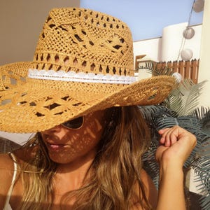 Cowboy Straw Custom Hat, Crochet Cowboy bride Hat, Personalized Gifts, Accessories Gift for her, Birthday & Custom Gifts, by kekugi jewelry