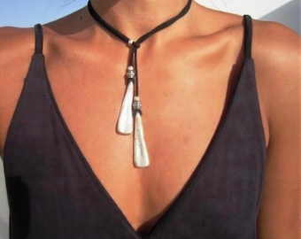 Bohemian Y lariat necklace, Couples Boho necklace, by kekugi