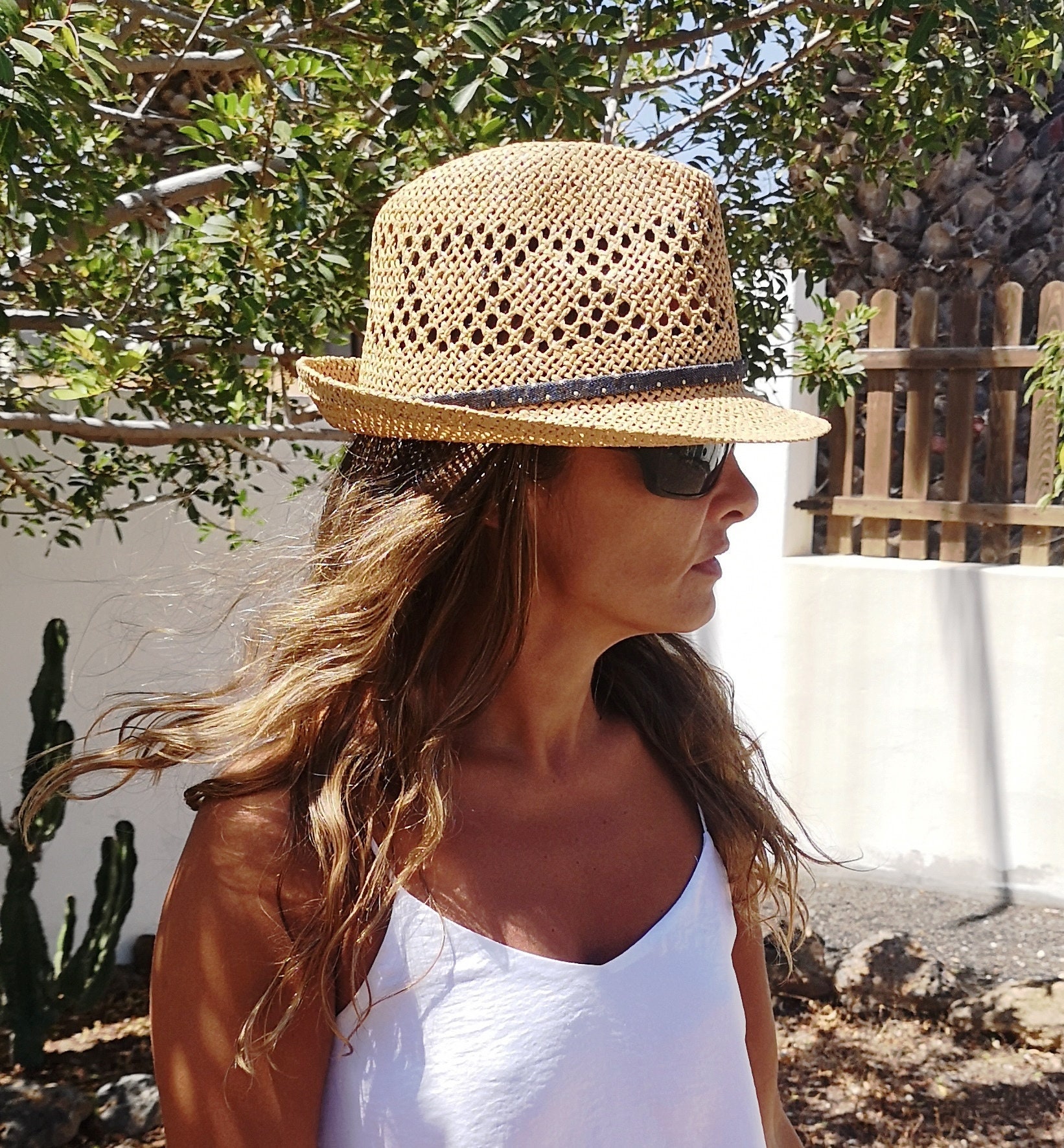 Fedora beach hat fedora hats for women straw hat Green Hat Etsy