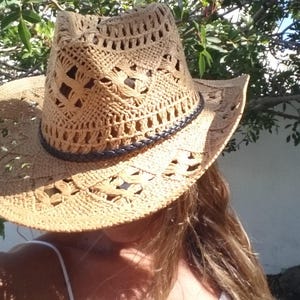 Personalized Cowboy Straw Custom Hat, Crochet Cowboy bride Hat, Personalized Gifts, Gift for her, Birthday & Custom Gifts, by kekugi jewelry
