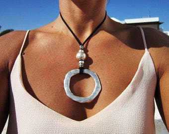 Long necklace, ring necklace, ethnic jewelry, bohemian jewelry, hippy jewelry, bohemian necklaces, boho necklaces, minimalist jewelry